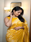 Ddf Yellow Flower Lichi Silk Banarasi Saree Catalogue